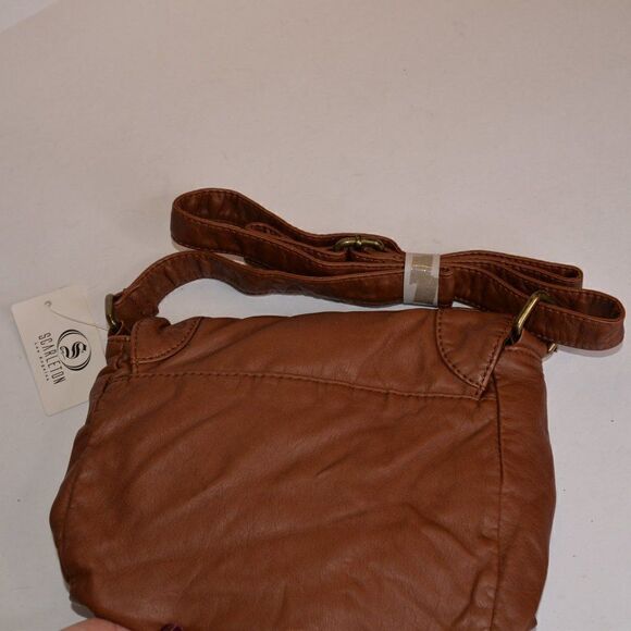 NWT Faux Leather Brown Crossbody Purse - Picture 2 of 6